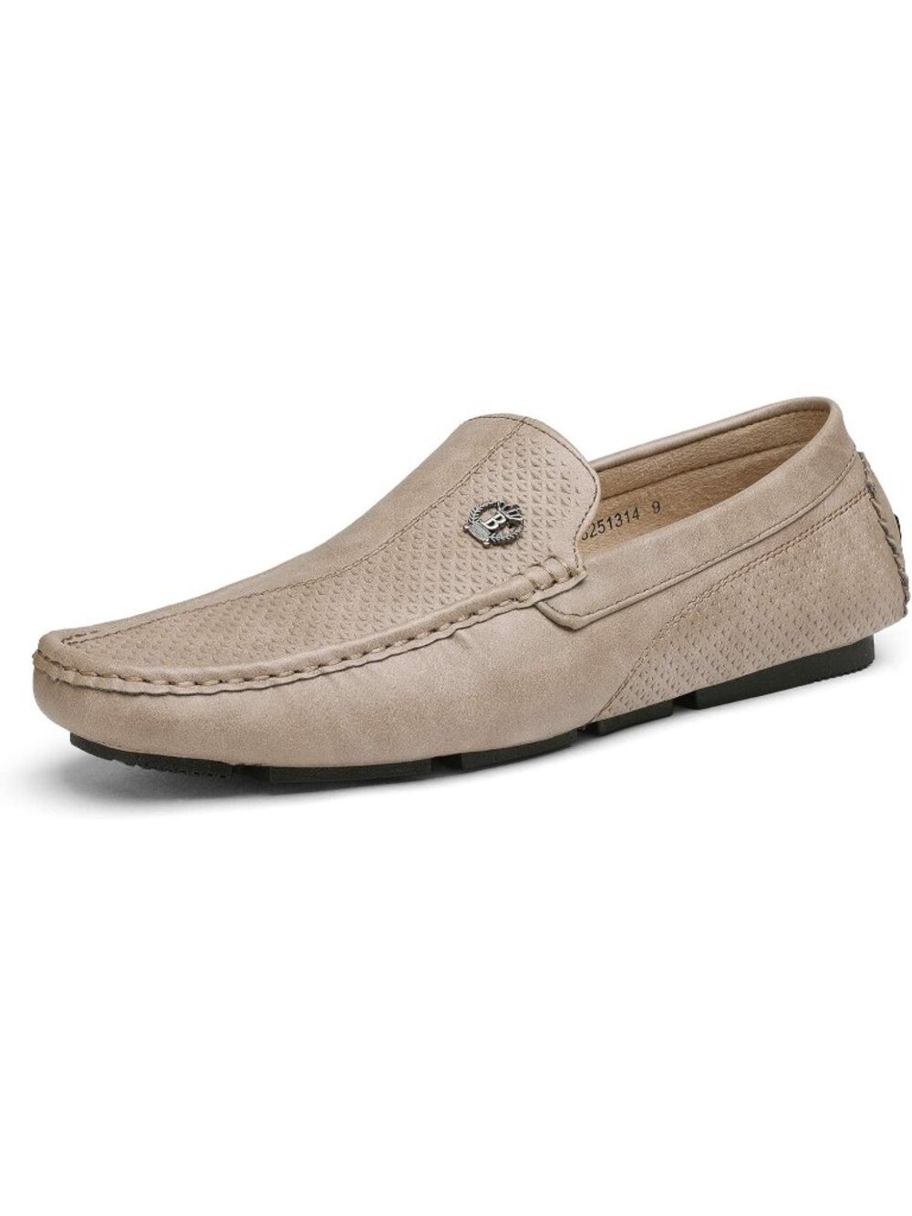 Bruno Marc Men's Beige Round Toe Slip On Faux Leather Casual Moccasins Loafers